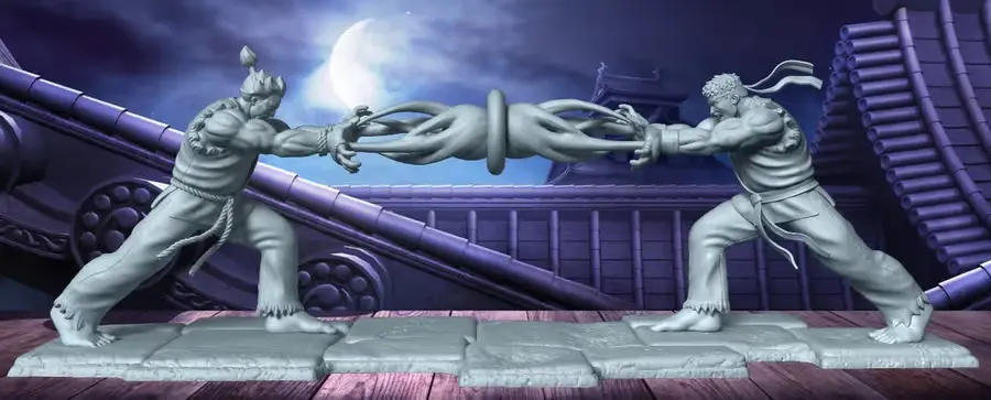 Akuma vs Ryu Diorama Archivo STL OBJ para Impresion 3D