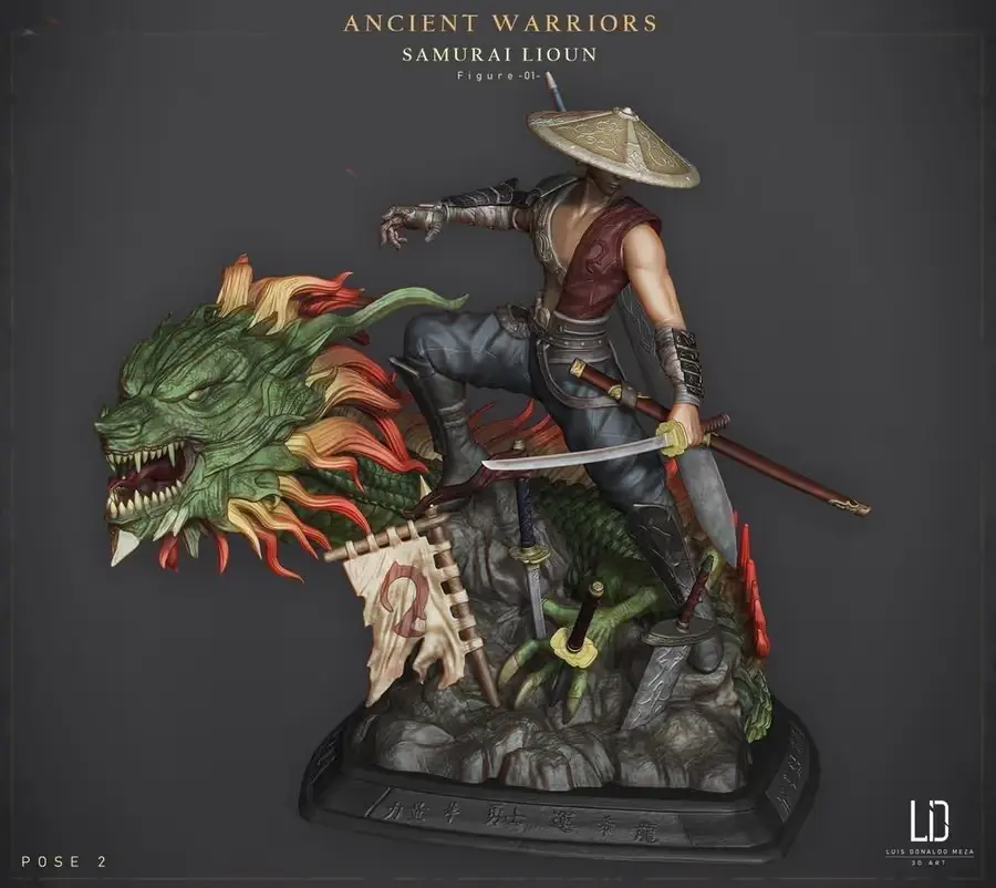 Ancient Warrior Samurai Lioun Archivo Stl Para Impresion 3D