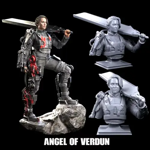 Angel Of Verdun + Busto Archivo Stl Para Impresión 3d