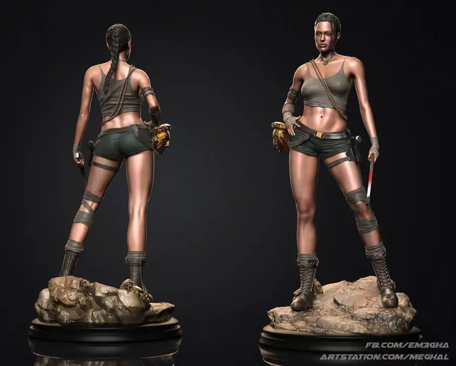Angelina Lara Croft Archivo Stl Para Impresion 3D