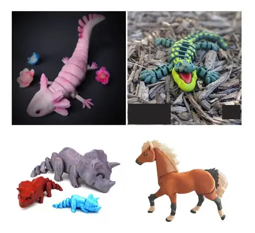 Animales Articulados 03 X 4 Archivos Stl Para Impresión 3d