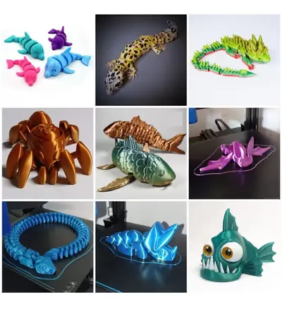 Animales Articulados 04 X 9 Archivos Stl Para Impresión 3d