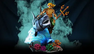 Aquaman Y Shark Archivo Stl Para Impresion 3D
