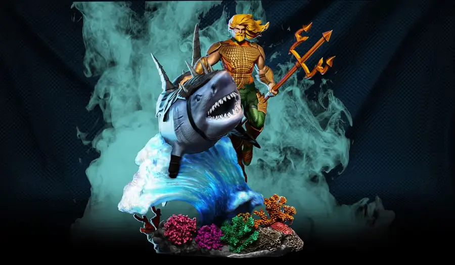 Aquaman Y Shark Archivo Stl Para Impresion 3D