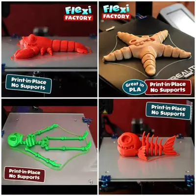 Articulado 03 X 4 Archivos Flexi Factory Stl Impresión 3d