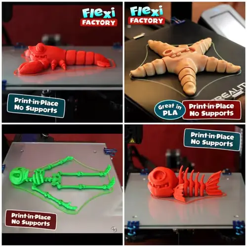 Articulado 03 X 4 Archivos Flexi Factory Stl Impresión 3d