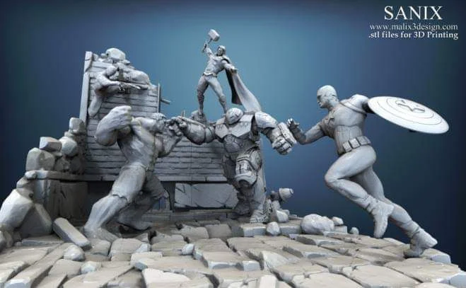 Avengers Scene Diorama Archivo STL Impresión 3D