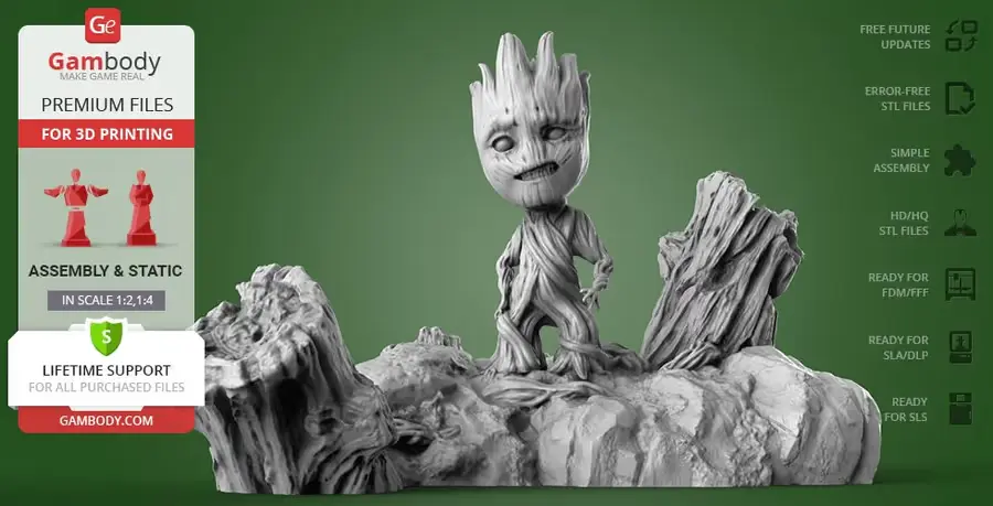 Baby Groot Gam Archivo Stl Obj Para Impresion 3D