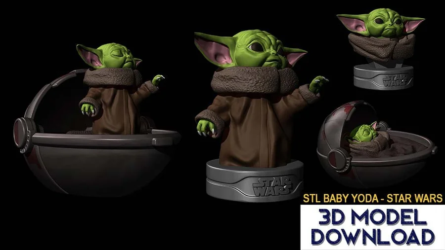 Baby Yoda Patreon Archivo STL Impresión 3D
