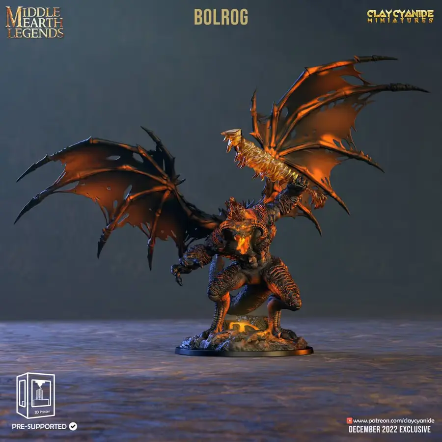 Balrog Archivo STL OBJ para Impresion 3D
