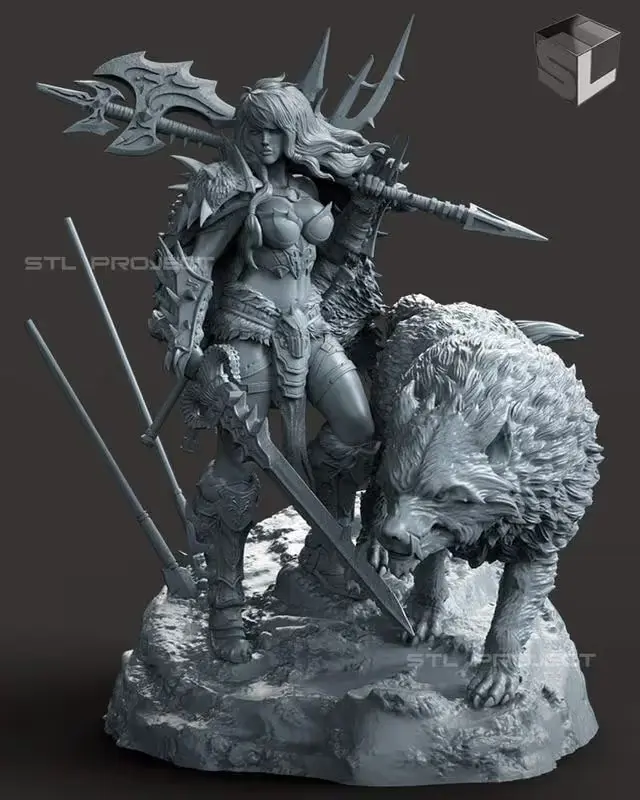 Bárbara Y Lobo Archivo Stl Para Impresion 3D