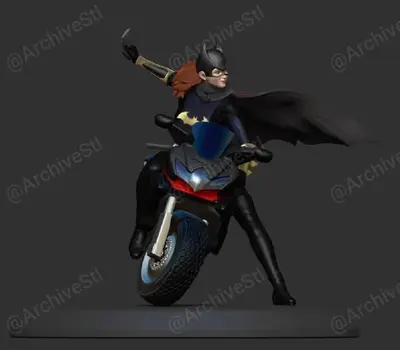 Batgirl On Bike Archivo Stl Para Impresion 3D