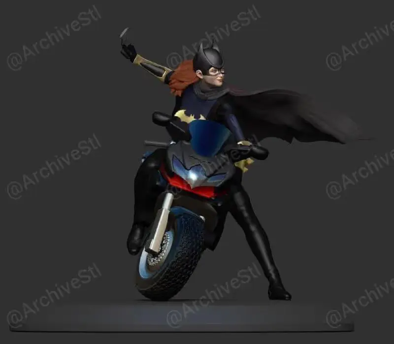 Batgirl On Bike Archivo Stl Para Impresion 3D