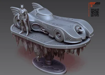 Batmobile Diorama Archivo STL Impresión 3D
