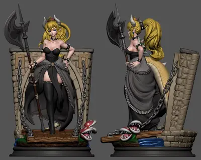 Battleaxe Bowsette Archivo Stl Para Impresion 3D