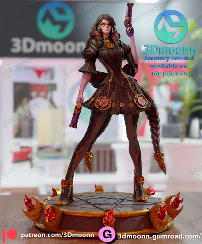 Bayonetta Medium Tier Archivo STL OBJ para Impresion 3D
