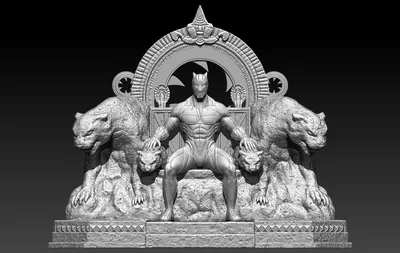 Black Panther On Throne Archivo STL Impresión 3D