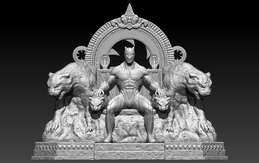 Black Panther On Throne Archivo STL Impresión 3D