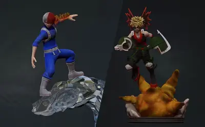Boku No Hero Bakugo Y Todoroki Stl/obj Para Impresión 3d