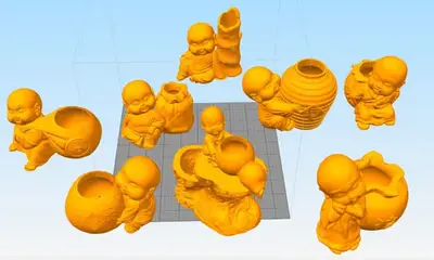 Buda Macetas X 8 Archivos Digitales Stl Obj Para Impresion 3d