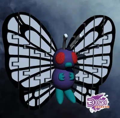 Butterfree Pokemon Flexi Archivo Stl Obj Para Impresion 3D