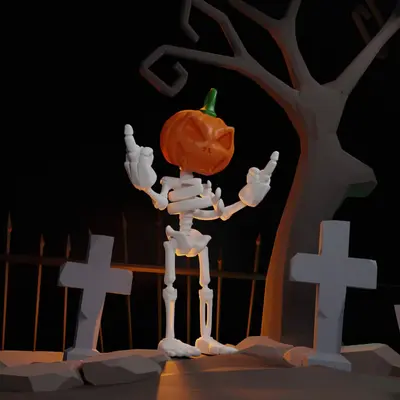 Calabaza Esqueleto Flexi Archivo Stl Obj Para Impresion 3D