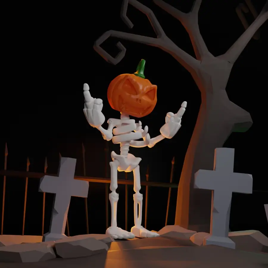 Calabaza Esqueleto Flexi Archivo Stl Obj Para Impresion 3D