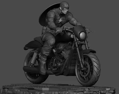 Capitán America En Moto Archivo Stl Para Impresion 3D