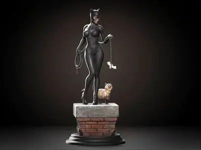 Catwoman Cat Archivo Stl Para Impresion 3D