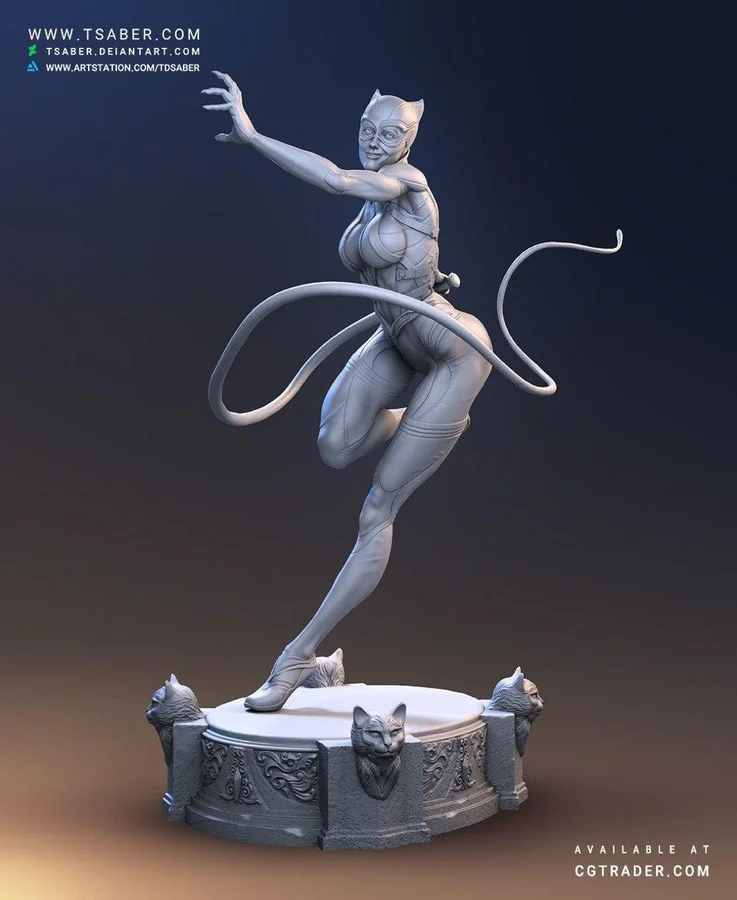 Catwoman Statue Archivo STL Impresión 3D