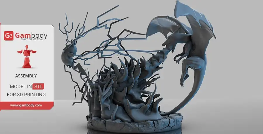 Charizard Vs Pikachu Archivo Stl Obj Para Impresion 3D