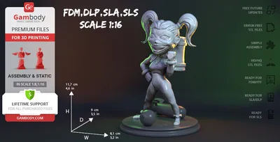 Chibi Harley Quinn Archivo STL Impresión 3D