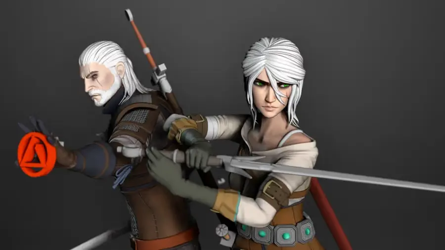 Ciri Y Geralt The Witcher Archivo Stl Para Impresion 3D
