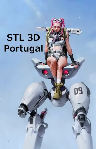Cyberpunk Girl Y Robot Archivo Stl Obj Para Impresion 3D