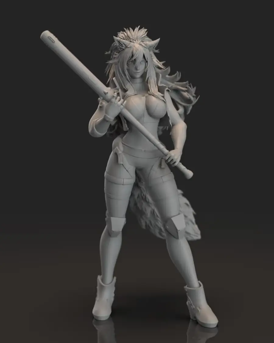 Cyberpunk Wolf Girl Archivo Stl Para Impresion 3D