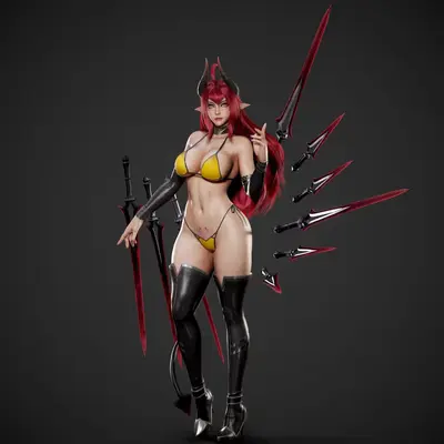 Daemon Girl Game Ready Archivo Stl Para Impresion 3D