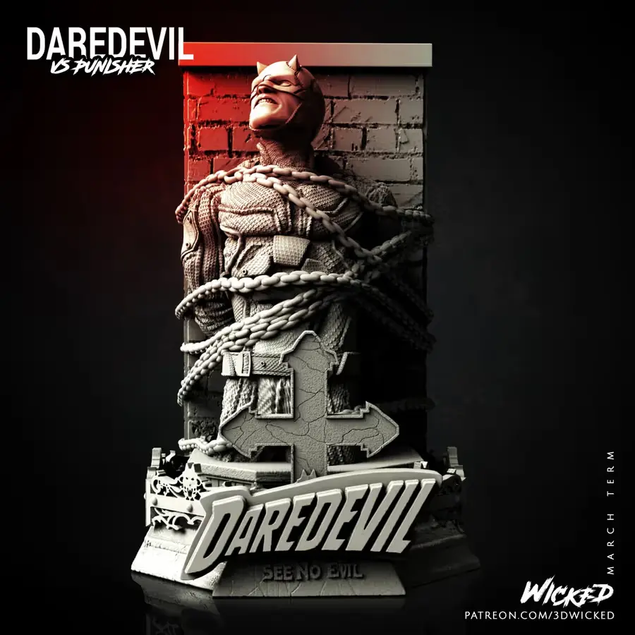 Daredevil Busto Base Archivo Stl Para Impresion 3D