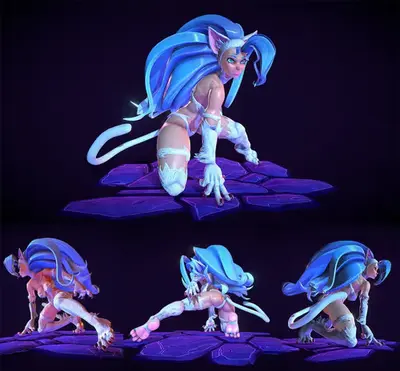 Darkstalkers Felicia Stl Obj Para Impresión 3d