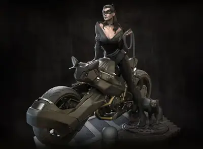 Dc Catwoman On Bike Stl/obj Para Impresión 3d