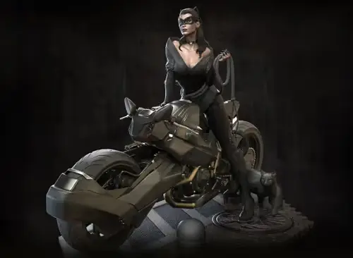Dc Catwoman On Bike Stl/obj Para Impresión 3d