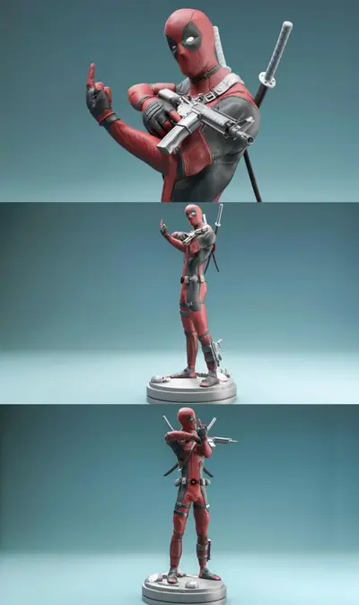 Deadpool Estatua Archivo STL OBJ para Impresion 3D
