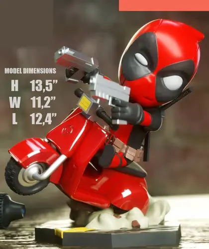Deadpool Vespa Chibi 3dxm Archivos Stl Para Impresión 3d