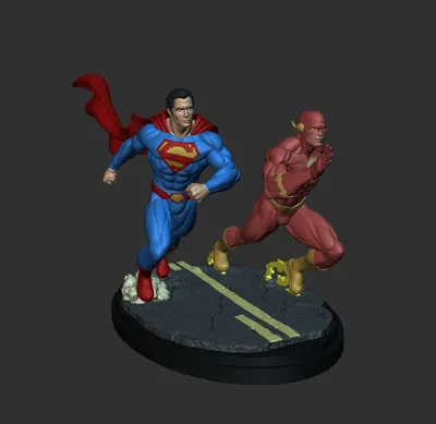 Diorama Superman Y Flash Corriendo Archivo STL Impresión 3D