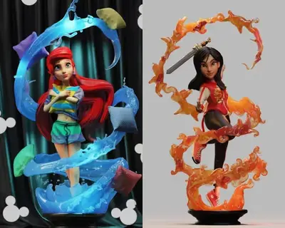 Disney Mulan Y Ariel Dtr Stl Obj Impresión 3d