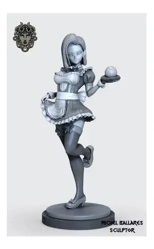 Dragon Ball Android 18 Sexy Maid Stl/obj Para Impresión 3d
