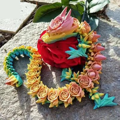 Dragon Rosa Articulado Archivos Stl Impresión 3d