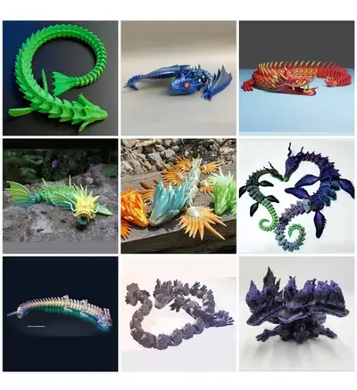 Dragones Articulados X9 Archivos Stl Para Impresión 3d