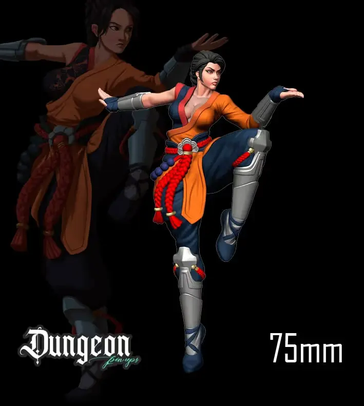 Dungeon Pin Ups Monk Archivo STL OBJ para Impresion 3D