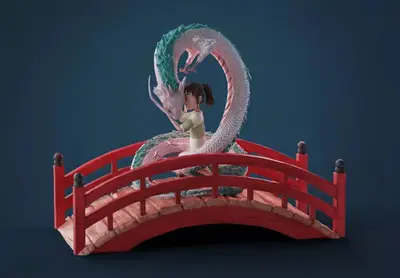 El Viaje De Chihiro Haku Y Chihiro Stl Obj Impresión 3d