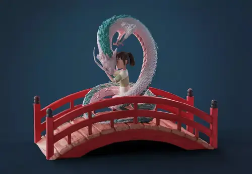 El Viaje De Chihiro Haku Y Chihiro Stl Obj Impresión 3d